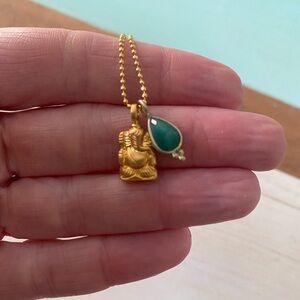 Satya Jewelry ganesh Ganesha gold and green charity necklace ball chain